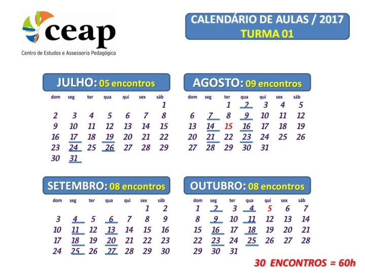 Calendário Curso de Games